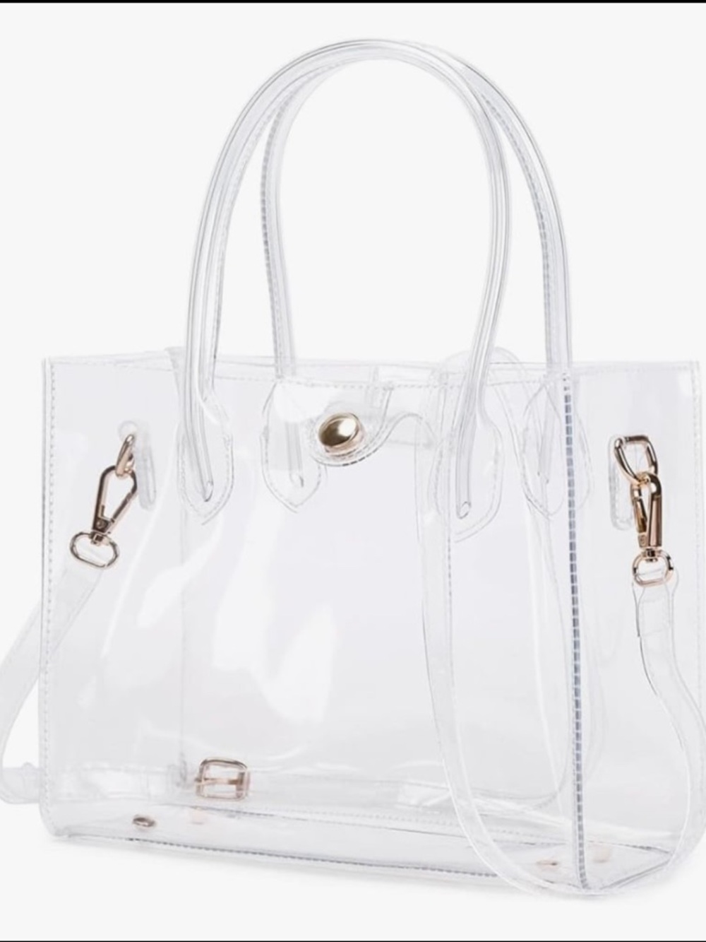 Clear Transparent Tote Bag with Gold Hardware